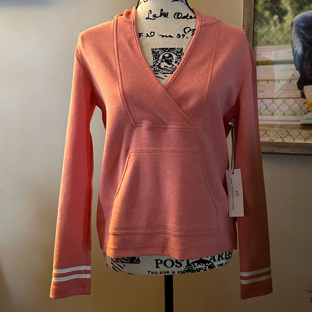 Southern Tide Coimbra Heather Sea Coral Crossover Hoodie